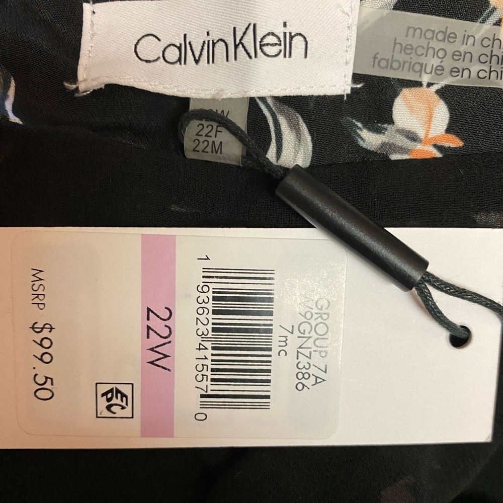 Calvin Klein Houndstooth Floral Plaid Georgette Office Casual Summer Midi Skirt - Picture 9 of 12